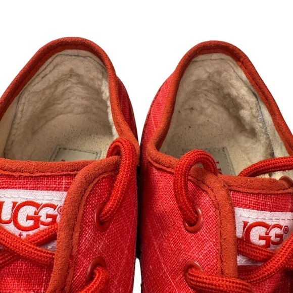 UGG Australia Hally Lace Up Sneakers Red Canvas Shoes Womens 9 / UGG SN 1002640 - Picture 10 of 15